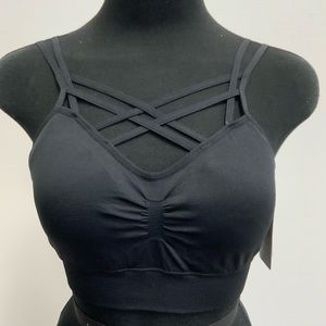 Criss cross padded sports bra